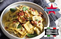 Beef Ravioli with Thyme Burnt Butter and Bacon