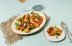 BBQ Peach, Ricotta and Rocket Salad with Maple Balsamic Reduction